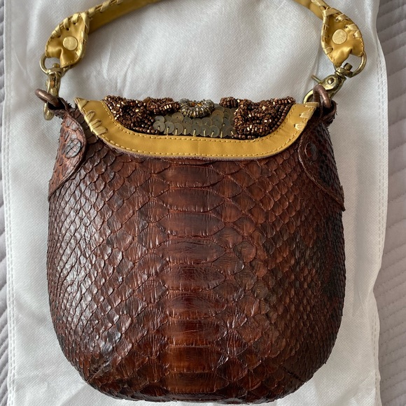 Python Sabbatha Rahzuardi 'MENTAWAI COLONIAL GOLD' genuine couture bag OOAK - Picture 11 of 13